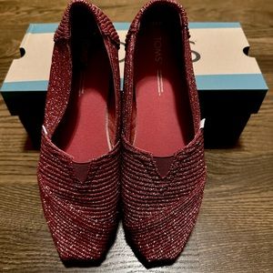 Toms Alpargata shoes slip on red glitter size 9.5 women’s